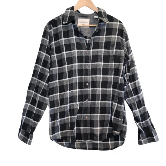 ๐ 6/$60, Weatherproof Flannel, Navy Black/White Plaid, Size Medium - Picture 1 of 6